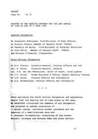 Minutes of the meeting between the RSA and Angola at Ilha Do Sal on 5 June 1980 