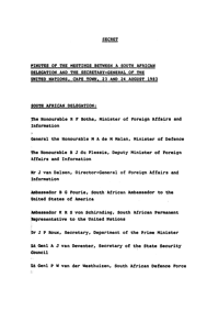 Minutes of the meetings between a South African delegation and the Secretary-General of the United Nations: Cape Town, 23 and 24 August 1983 Version 2