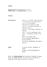 
Meeting between South Africa and UNITA:  Rocky Point, 10 March 1984
