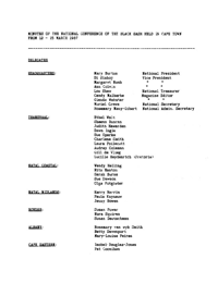 
Minutes of National Conference of the Black Sash held at Cape Town
