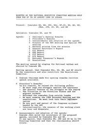
Minutes of the National Executive Committee Meeting held from the 27 - 30 August 1988 in Lusaka
