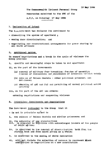 Memorandum submitted to the NWC of the ANC