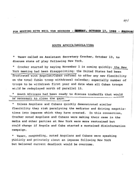 South Africa/Angola/Cuba: For meeting with Neil van Heerden, Monday, October 17, 1988, Pretoria
