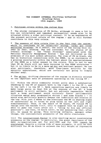 The current internal political situation: briefing notes
