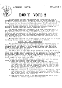 APDUSA Bulletin 1: Dont vote!