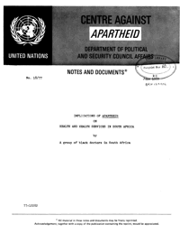 Implications of apartheid on health and health services in South Africa

