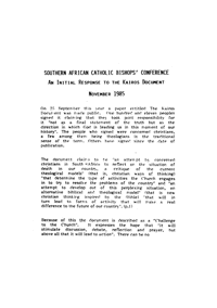 An initial response to the Kairos Document
