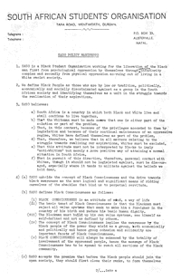 South African Students Organisation: SASO Policy Manifesto
