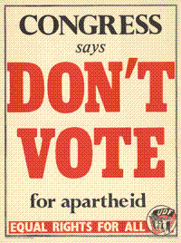 Congress says dont vote for apartheid
