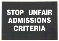 Stop unfair admissions criteria