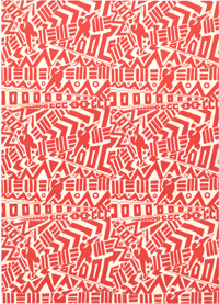 Red and white poster