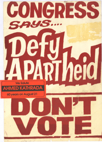 Congress says defy apartheid dont vote