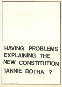 
Having problems explaining the constitution Tannie Botha?
