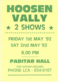 Hoosen Vally : 2 shows