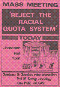 Mass meeting: Reject the racial quota system