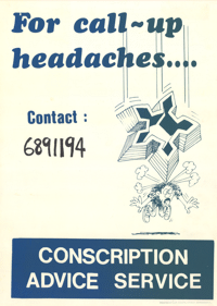 
For call-up headaches ... Conscription Advice Service
