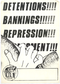 Detentions: bannings: repression: Botha's