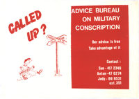 
Called up?  Advice Bureau on Military Conscription
