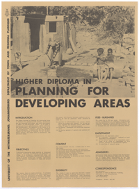 
Higher diploma for planning in developing areas
