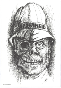 Artwork of half skull/half face 