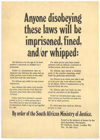 
Anyone disobeying these laws will be imprisoned, fined, and/or whipped
