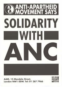 
Anti-Apartheid Movement says: solidarity with ANC
