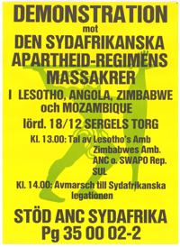 
Demonstration mot den Sydafrikanska apartheid-regimens massakrer
