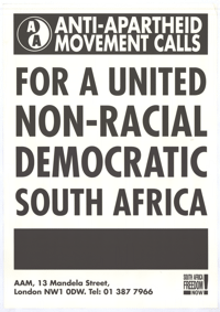 
Anti-Apartheid Movement calls for a united non-racial democratic South Africa
