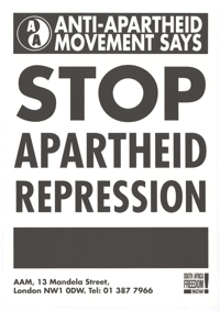 
Anti-Apartheid Movement says stop apartheid repression 
