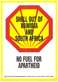 
Shell out of Namibia and South Africa: no fuel for apartheid

