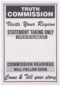 
Truth Commission visits your region: statement taking only
