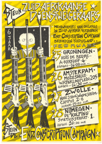 
Steun Zuid Afrikaanse Dienstweigeraars :  Steun de End Conscription Campaign
