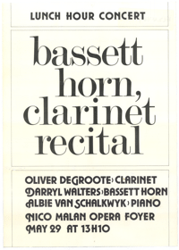 Basset horn, clarinet recital
