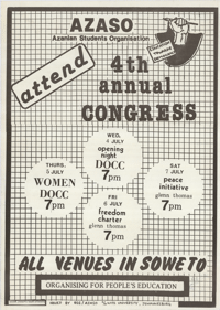 
Azanian Students Organisation (AZASO) attend 4th Annual Congress 
