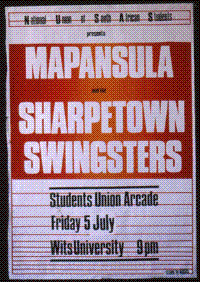 
National Unions of South African Students presents Mapantsula and the Sharpetown Swingsters
