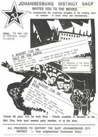 
Johannesburg district SACP invites you to the movies
