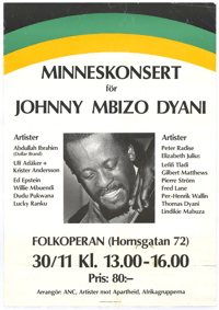 Minneskonsert for Johnny Mbizo Dyani