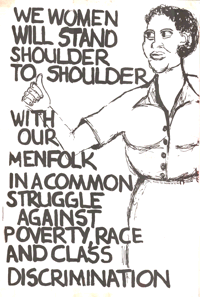 We women will stand shoulder to shoulder 