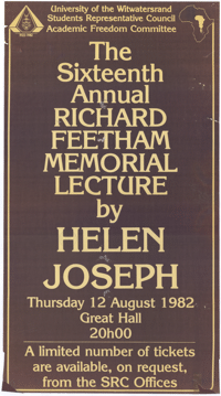 
The sixteenth annual Richard Feetham Memorial Lecture by Helen Joseph
