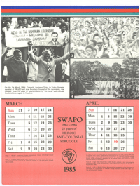 SWAPO Calendar 1985