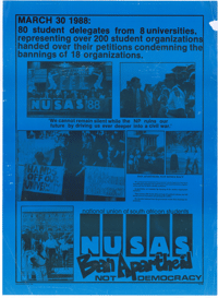 NUSAS: Ban apartheid  not democracy