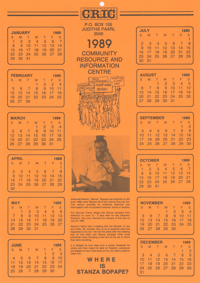 
Community Resource and Information Centre 1989 Calendar
