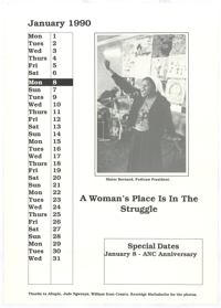 
FEDTRAW (Federation of Transvaal Women) : 1990 Calendar
