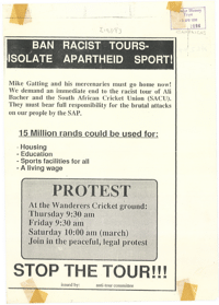 Ban racist tours : Isolate apartheid sport !