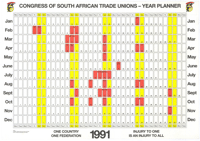 
Congress of South African trade Unions: Year Planner 1991
