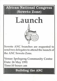 
Launch : African National Congress (Soweto Zone)
