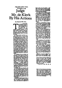 Judge Mr De Klerk by his actions