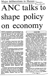ANC talks to shape policy on economy