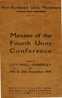 
Non-European Unity Movement: Minutes of the Fourth Unity Conference
