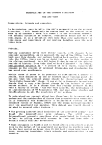 Perspectives on the current situation: ANC view
